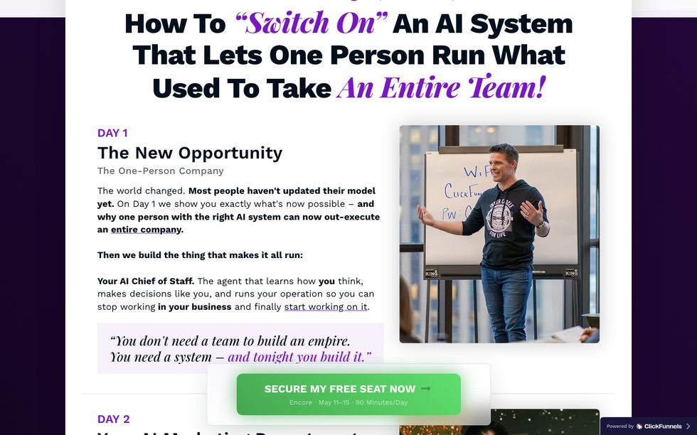 AI Secrets Challenge hosts section — Russell Brunson and Todd Dickerson