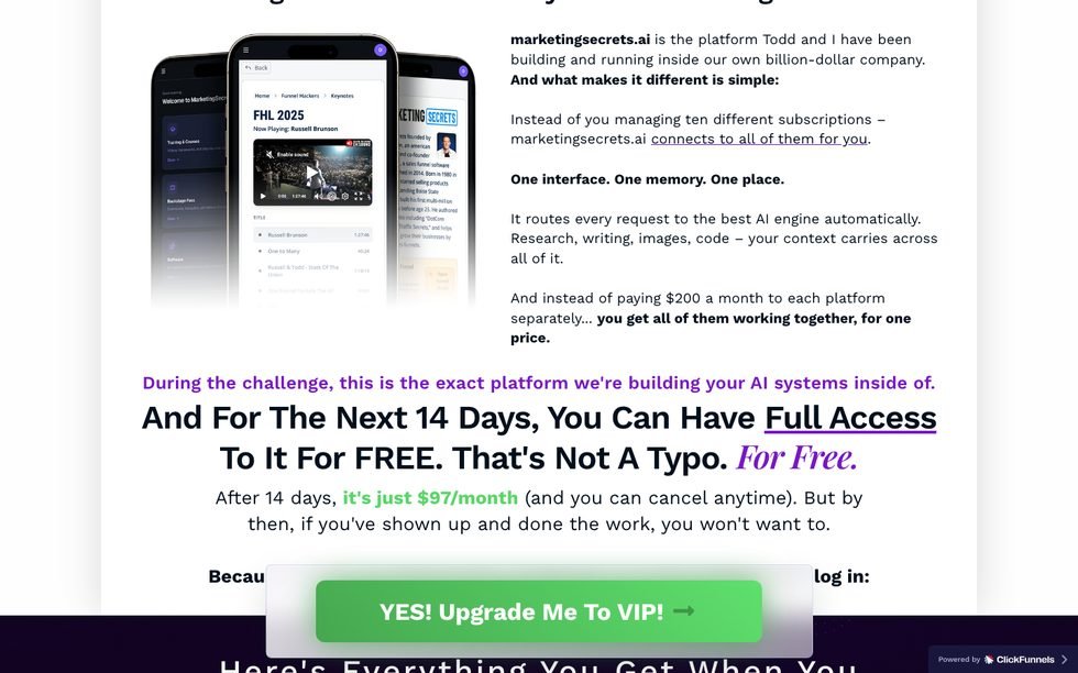 AI Secrets Challenge VIP final upgrade CTA