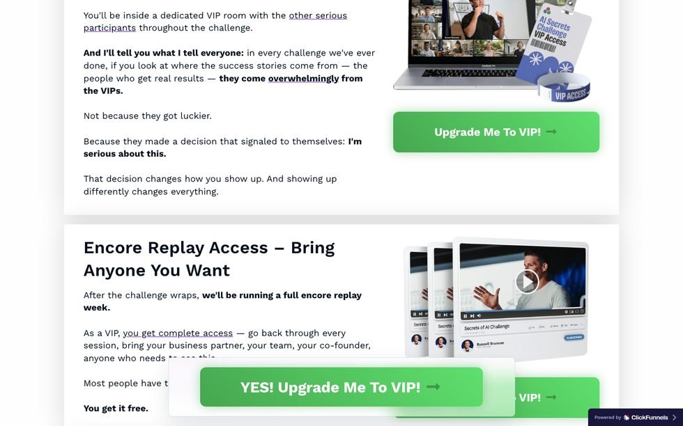 AI Secrets Challenge VIP order bumps — Selling Online and Scaling Online