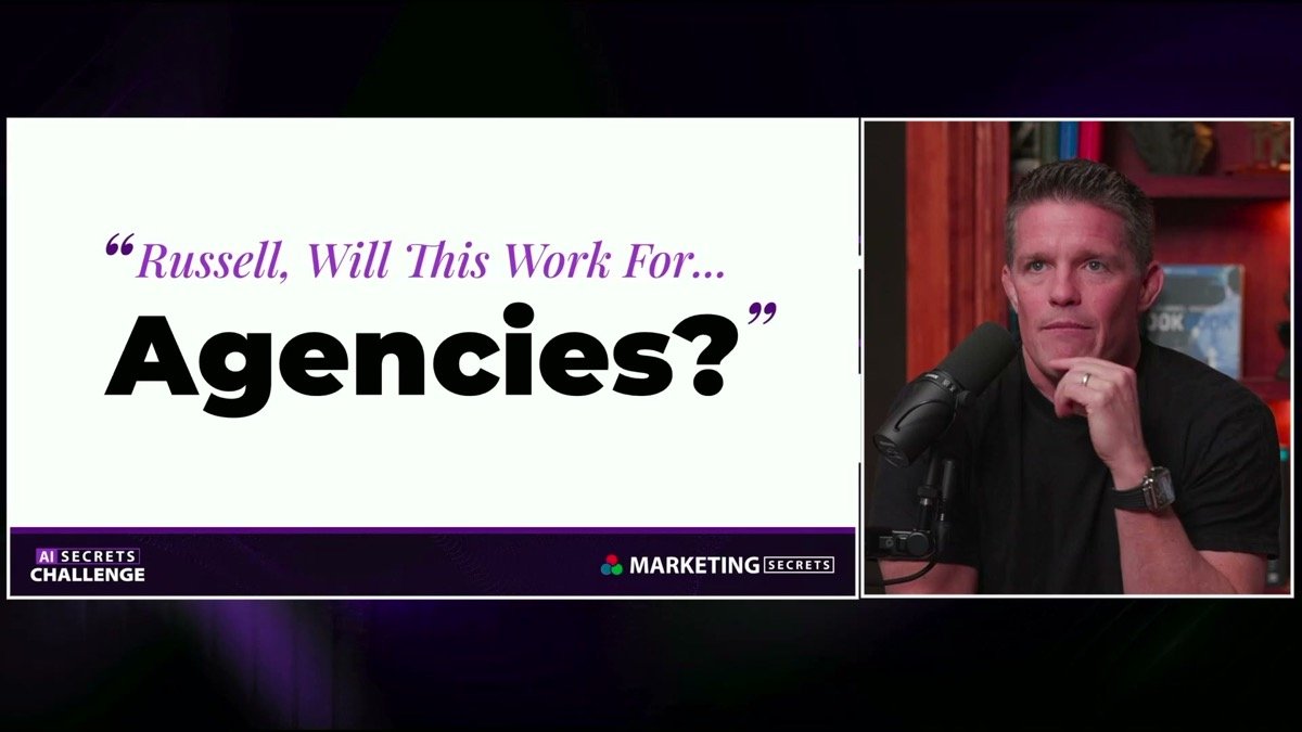 "Will this work for agencies?" FAQ slide from the AI Secrets Challenge presentation